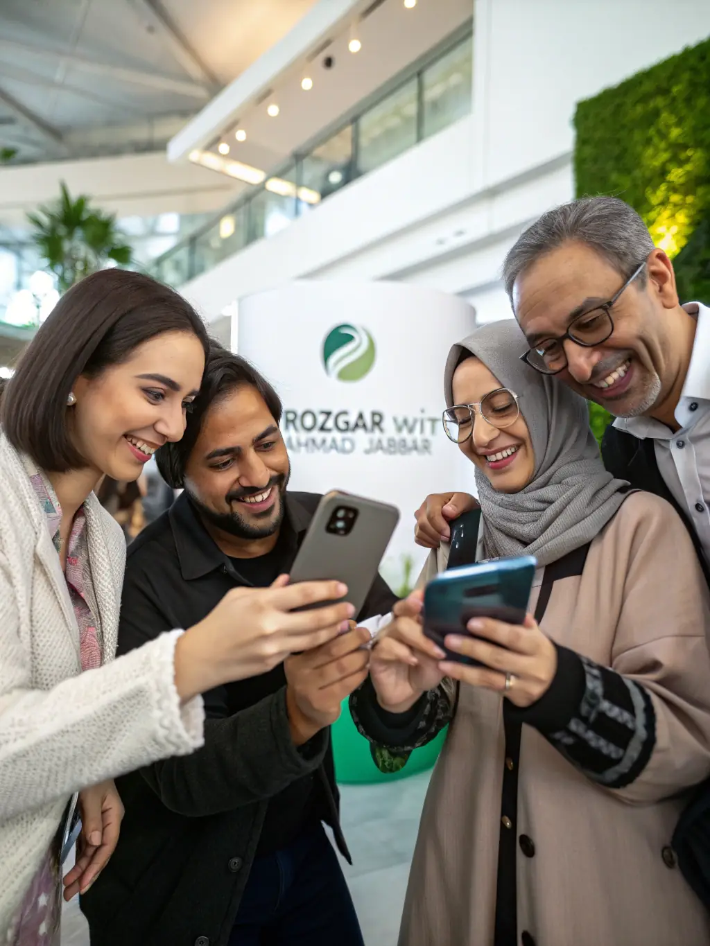 A group of diverse individuals interacting within the Trash2Cash app, highlighting the community aspect.